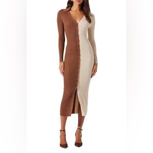 ASTR The Label Two Toned Long Sleeve Sweater Dress